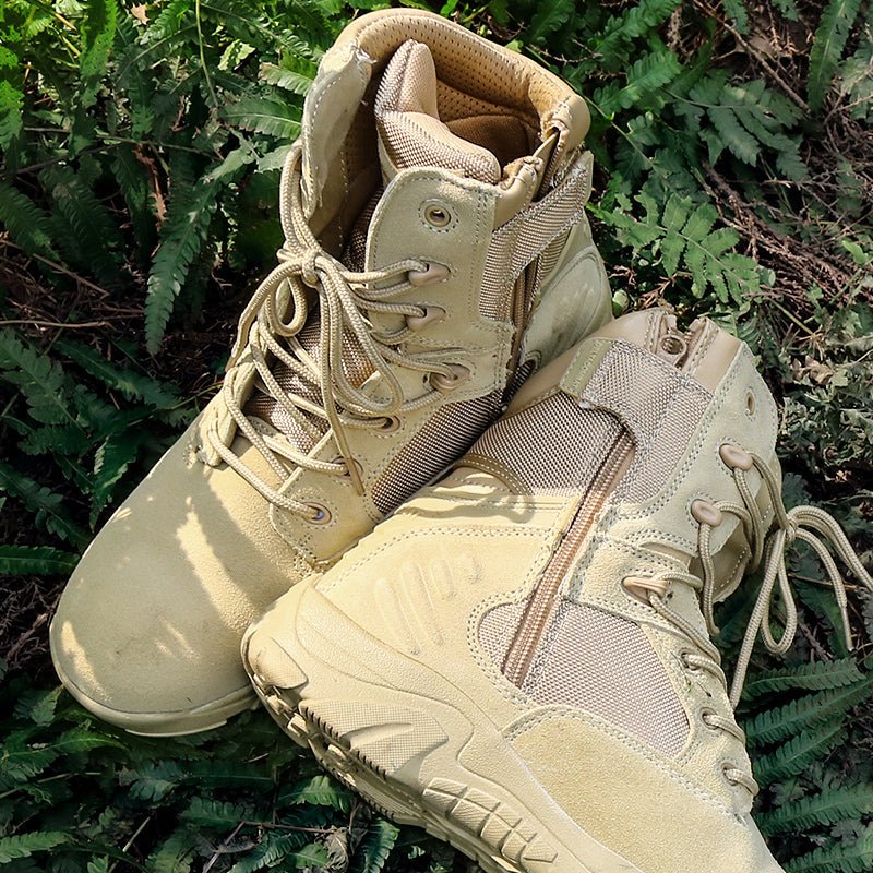 Alvero | Tactical Military Boots for Men - Waterproof Lightweight Anti-Skid Fit-Tactical Boots-Khaki-5.5-Camoufit
