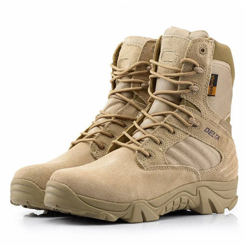 Alvero | Tactical Military Boots for Men - Waterproof Lightweight Anti-Skid Fit-Tactical Boots-Khaki-5.5-Camoufit