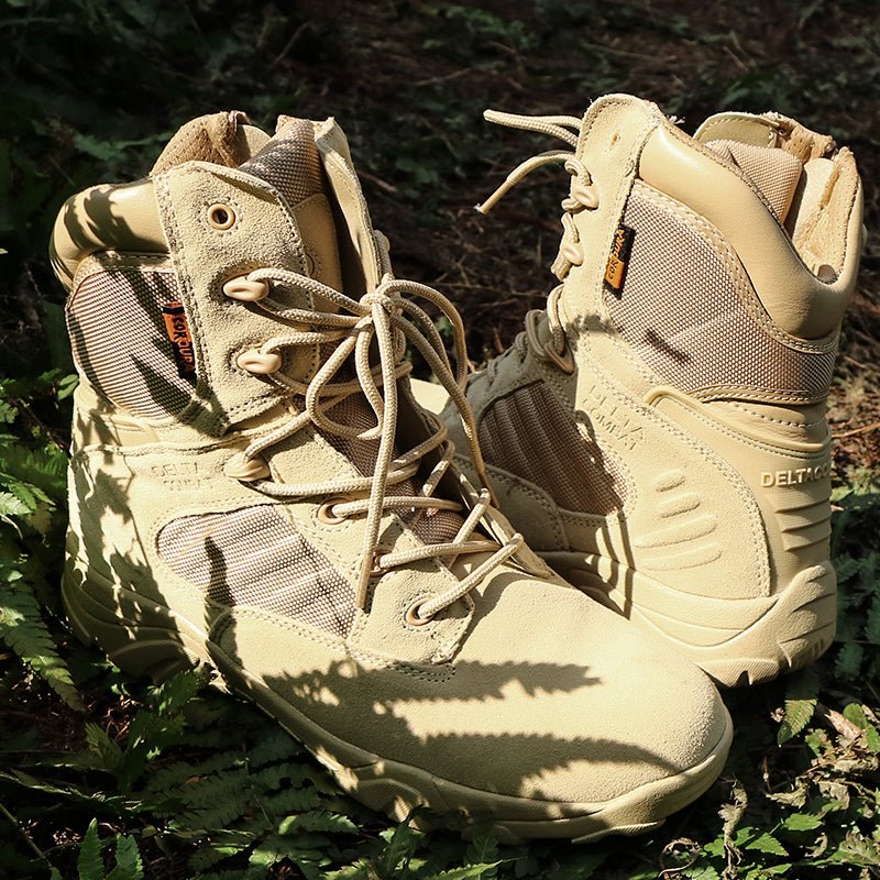 Alvero | Tactical Military Boots for Men - Waterproof Lightweight Anti-Skid Fit-Tactical Boots-Khaki-5.5-Camoufit