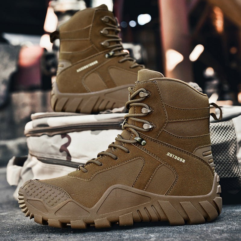 Varon | Tactical Boots for Men - Waterproof Lightweight Anti-Skid Fit-Tactical Boots-Brown-5.5-Camoufit
