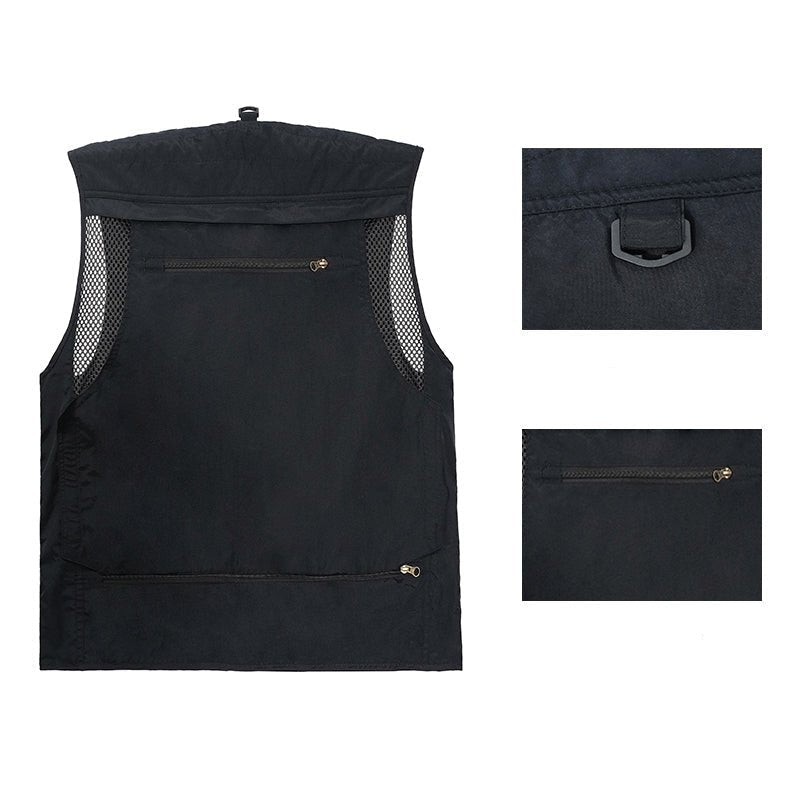 Corvin | Utility Vest for Men - 16 Pocket Quick Dry Mesh Back Fit-Tactical Jackets-Black-XS-Camoufit