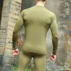 Valen | Thermal Underwear Set for Men - Stretch Fleece Lined Slim Fit-Tactical Set-Black-S-Camoufit