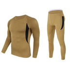 Valen | Thermal Underwear Set for Men - Stretch Fleece Lined Slim Fit-Tactical Set-Khaki-S-Camoufit