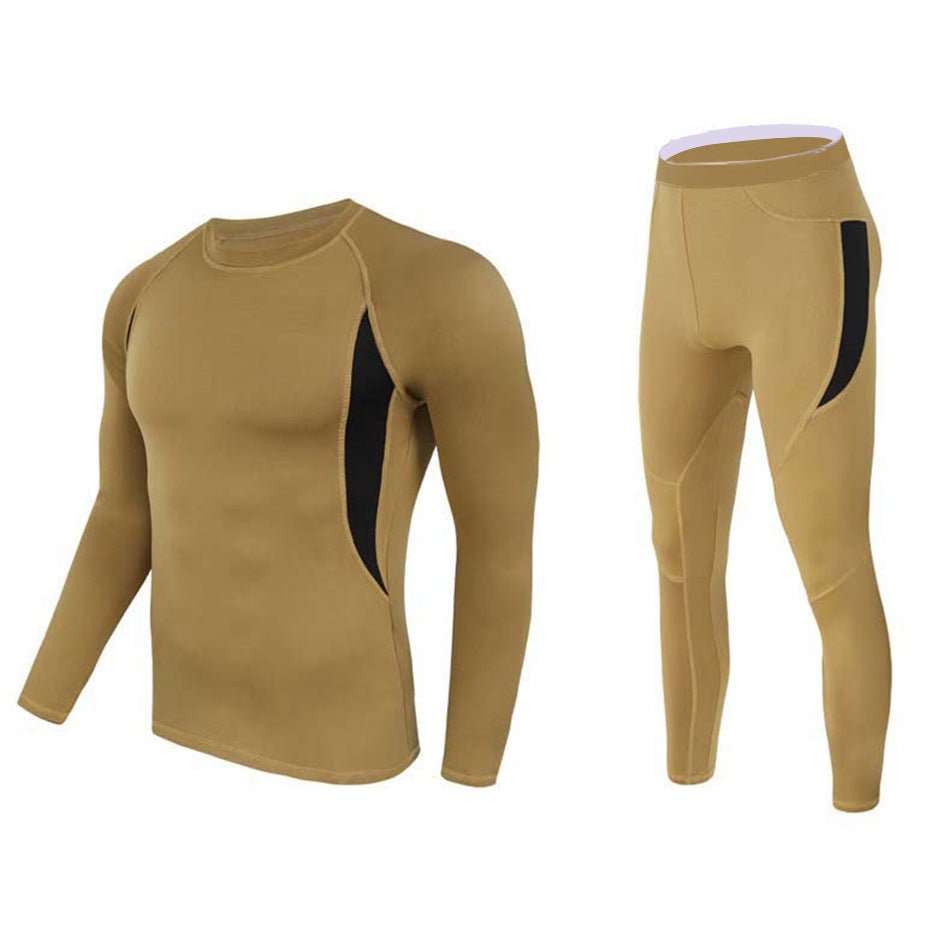 Valen | Thermal Underwear Set for Men - Stretch Fleece Lined Slim Fit-Tactical Set-Khaki-S-Camoufit