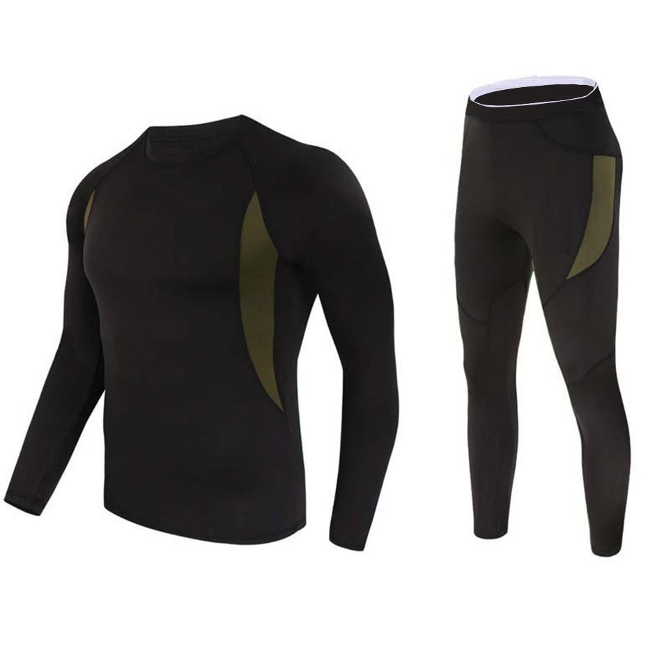 Valen | Thermal Underwear Set for Men - Stretch Fleece Lined Slim Fit-Tactical Set-Black-S-Camoufit
