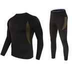 Valen | Thermal Underwear Set for Men - Stretch Fleece Lined Slim Fit-Tactical Set-Black-S-Camoufit