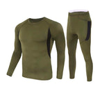 Valen | Thermal Underwear Set for Men - Stretch Fleece Lined Slim Fit-Tactical Set-Army Green-S-Camoufit