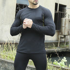Valen | Thermal Underwear Set for Men - Stretch Fleece Lined Slim Fit-Tactical Set-Black-S-Camoufit