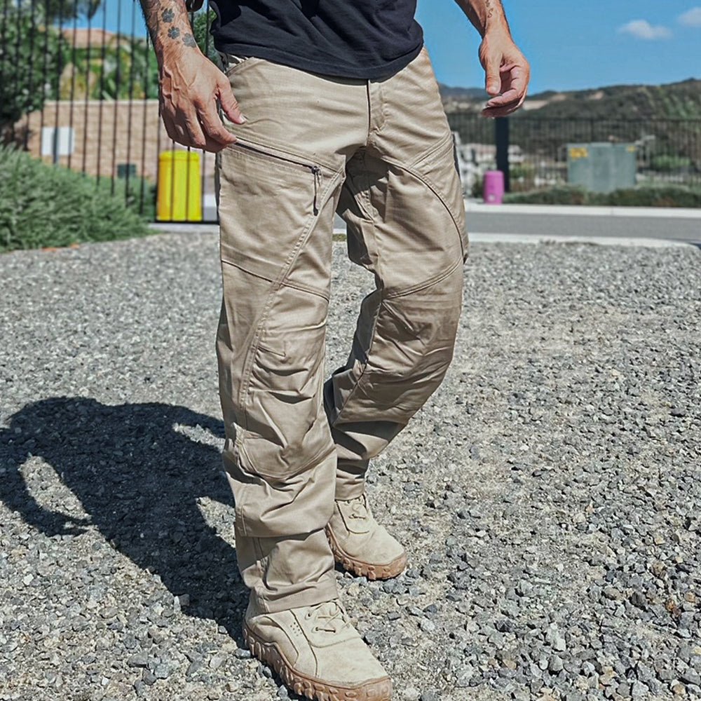 Valen | Tactical Pants for Men - Khaki Stretch Cotton Blend 9 Pocket Cargo Urban Fit-Tactical Pants-28W/30L-Camoufit