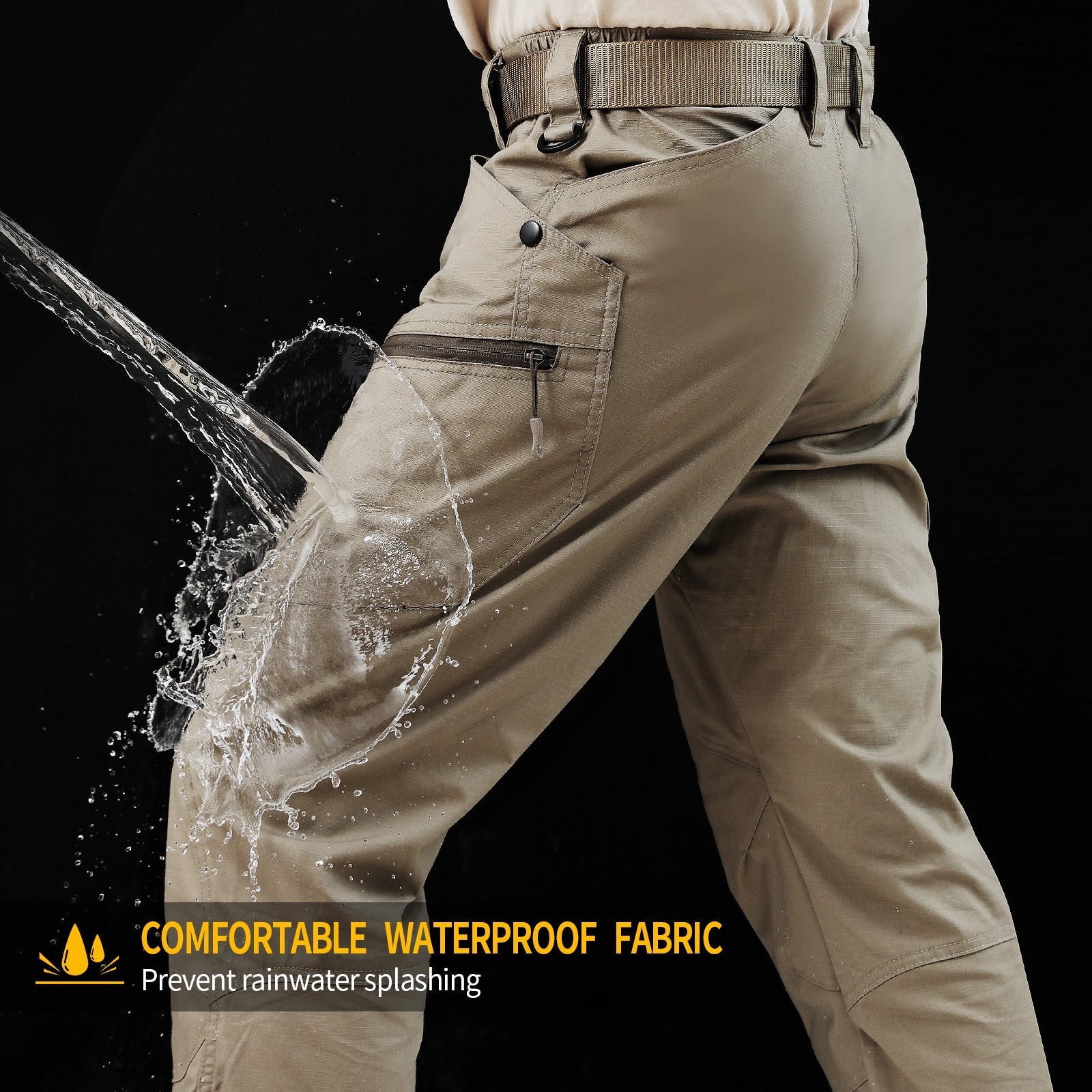 Valen | Tactical Pants for Men - Khaki Stretch Cotton Blend 9 Pocket Cargo Urban Fit-Tactical Pants-28W/30L-Camoufit