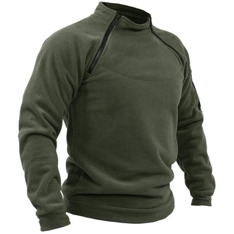 Deloro | Fleece Pullover Hoodie for Men - Warm Soft Ribbed Cuff Long Sleeve Slim Fit-Tactical Top-Black-M-Camoufit