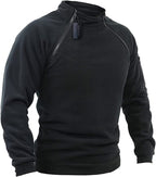 Deloro | Fleece Pullover Hoodie for Men - Warm Soft Ribbed Cuff Long Sleeve Slim Fit-Tactical Top-Black-M-Camoufit