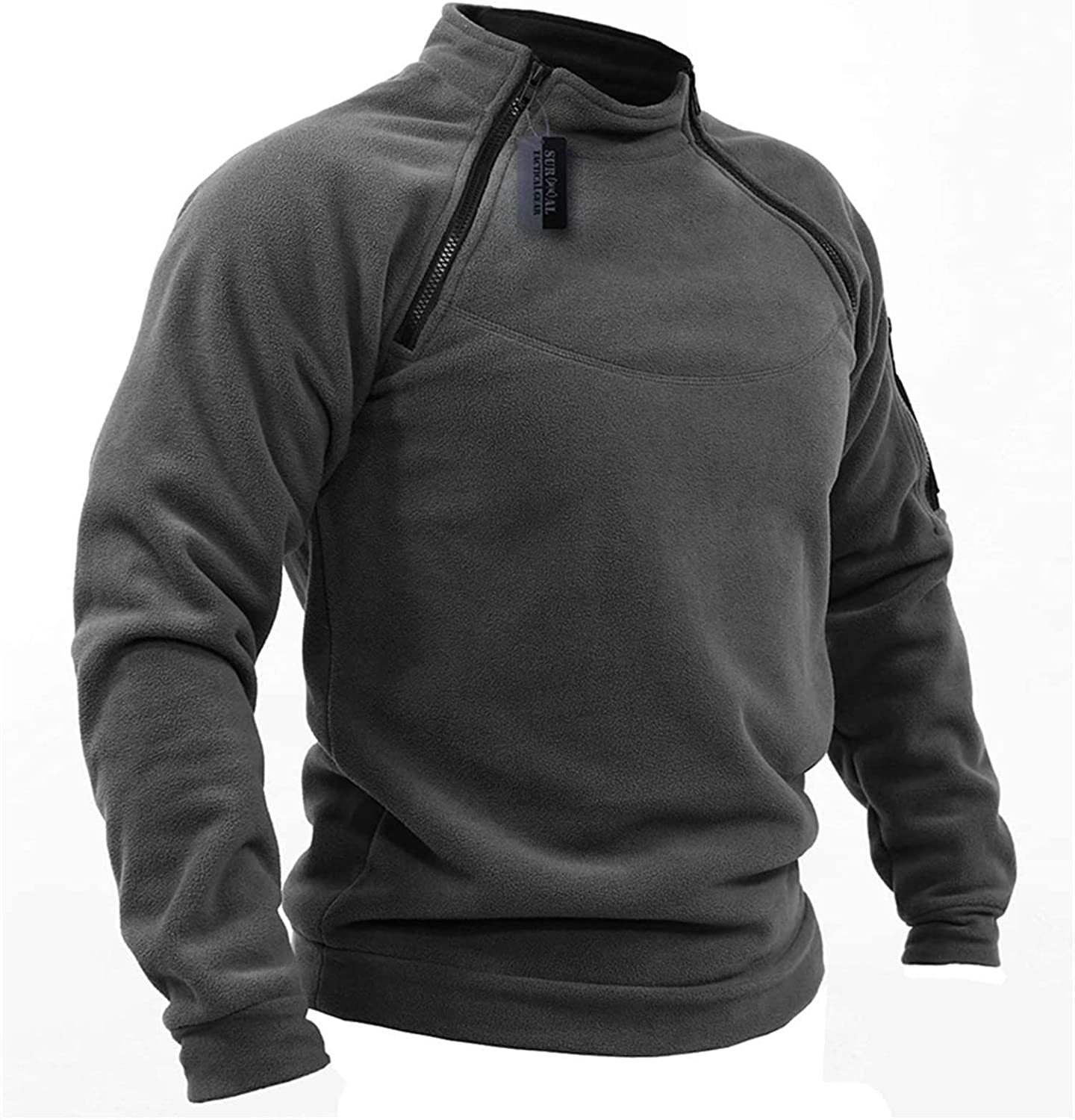 Deloro | Fleece Pullover Hoodie for Men - Warm Soft Ribbed Cuff Long Sleeve Slim Fit-Tactical Top-Black-M-Camoufit