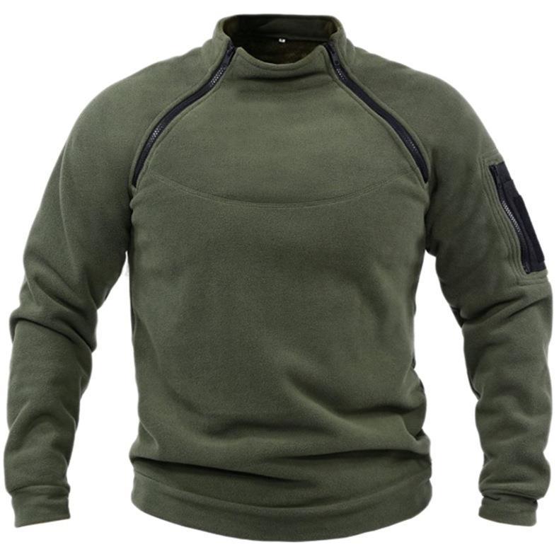 Deloro | Fleece Pullover Hoodie for Men - Warm Soft Ribbed Cuff Long Sleeve Slim Fit-Tactical Top-Army Green-M-Camoufit