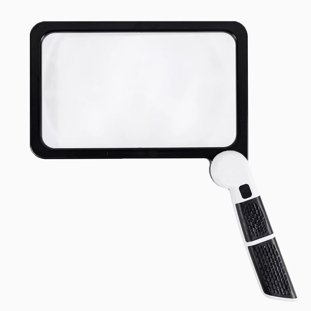 Niki | Full-Sided Handheld Magnifier – 5X Magnification, LED Illuminated Magnifier with 3 Modes, Ideal for Reading Books and for Seniors