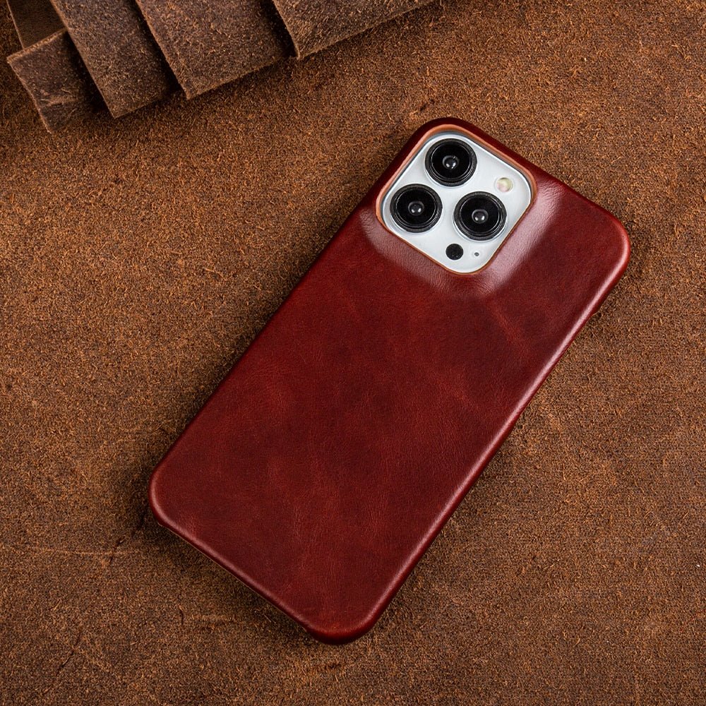Niki | Oil Wax Genuine Leather Apple iPhone Case