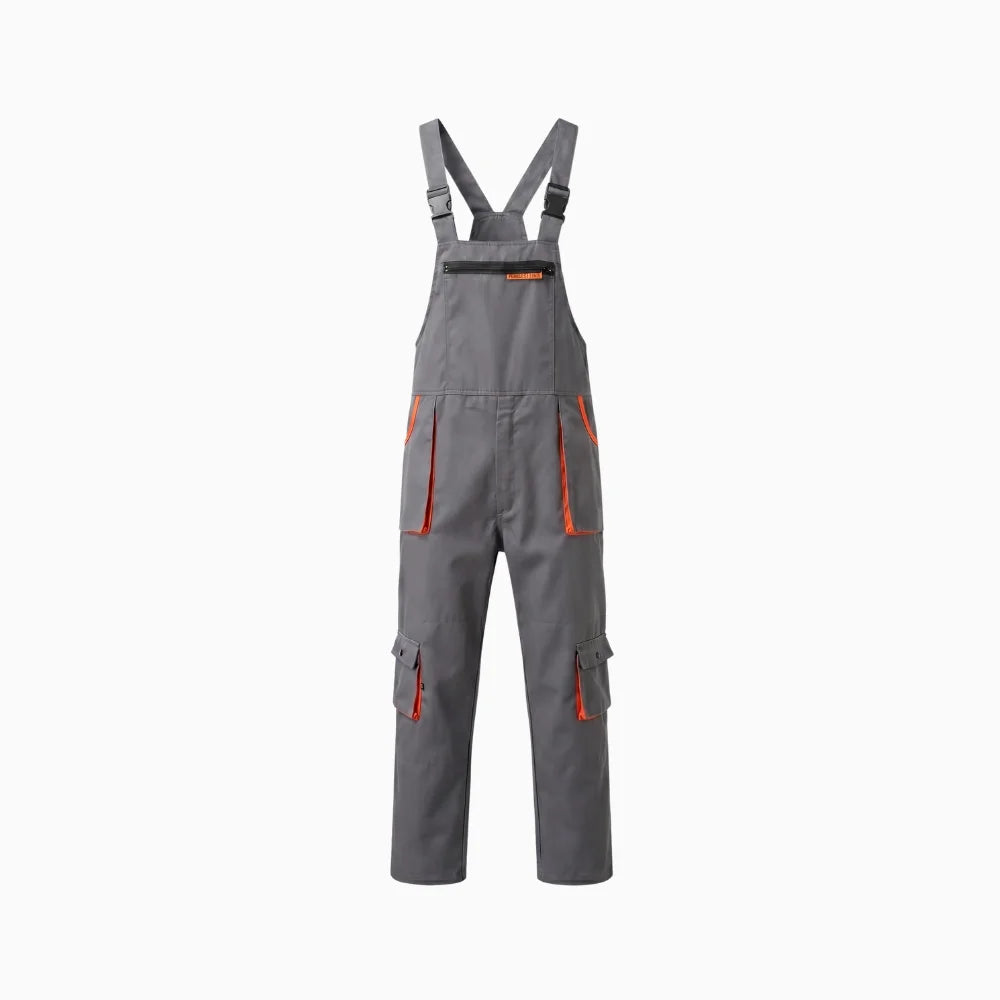 Solano | Men's Cargo Bib Overalls Sleeveless Workwear Dungarees Adjustable Strap Casual Jumpsuit-Men's Overalls-Grey-S-