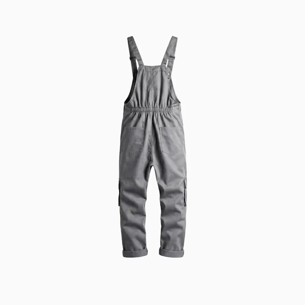 Solano | Men's Cargo Bib Overalls Sleeveless Workwear Dungarees Adjustable Strap Casual Jumpsuit-Men's Overalls-Grey-S-
