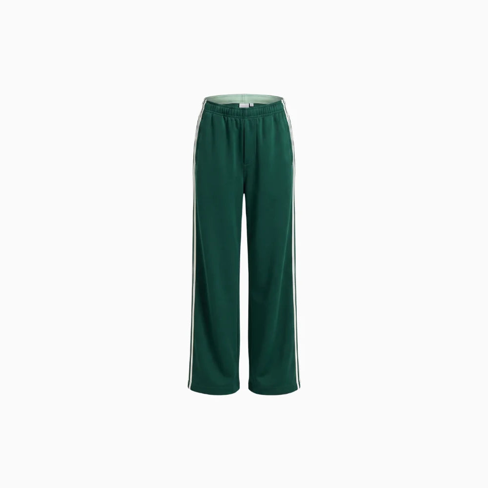Yavina | Striped Patchwork Pants for Women - Casual High Waist Cotton Blend Shift Comfort Fit-Sweatpants-Green-XS-Camoufit