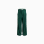 Yavina | Striped Patchwork Pants for Women - Casual High Waist Cotton Blend Shift Comfort Fit-Sweatpants-Green-XS-Camoufit