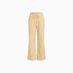 Isola | Wide Leg Trousers for Women - Striped Flared Drawstring Boho Beach Summer Fit-Women's Pants-Yellow-S-Camoufit