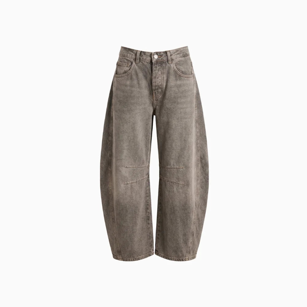 Roséa | Wide Leg Jeans for Women – Washed Denim Cropped Fit-Women's Jeans-Taupe Gray-S-Camoufit