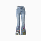 Rosavie | Floral Jeans for Women – Cotton Blend Relaxed Fit-Women's Jeans-Butterfly-S-Camoufit