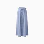 Isadora | High Waist Elastic Pants for Women - Drawstring A-Line Pockets Long Airy Fit-Women's Pants-Dark Blue-S-Camoufit