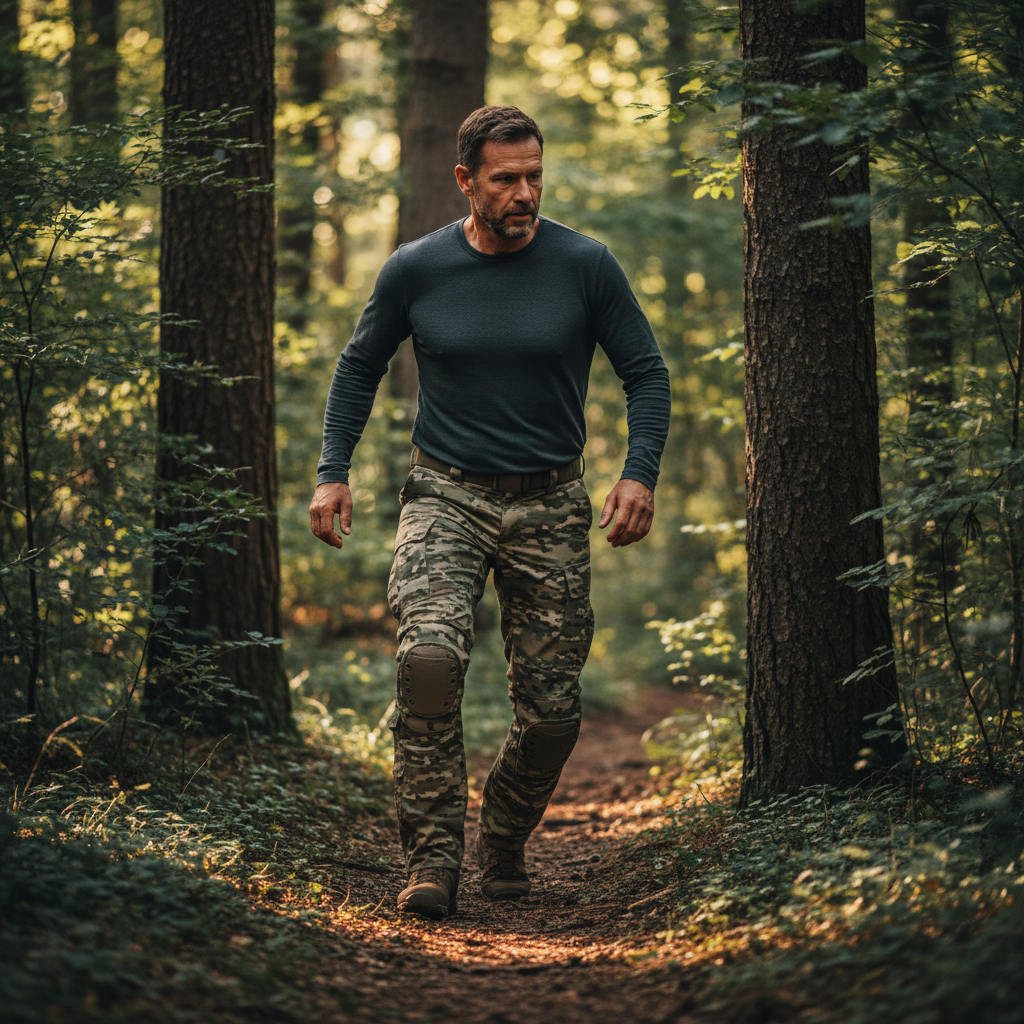 Rovano | Combat Pants for Men - Rip Stop Camo Knee Pad 10 Pocket Stretch Tactical Relaxed Fit