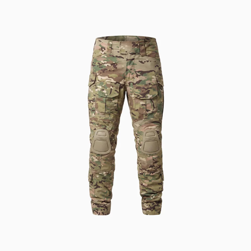 Rovano | Combat Pants for Men - Rip Stop Camo Knee Pad 10 Pocket Stretch Tactical Relaxed Fit-Tactical Cargo Pants-Camouflage-28W/30L-Camoufit