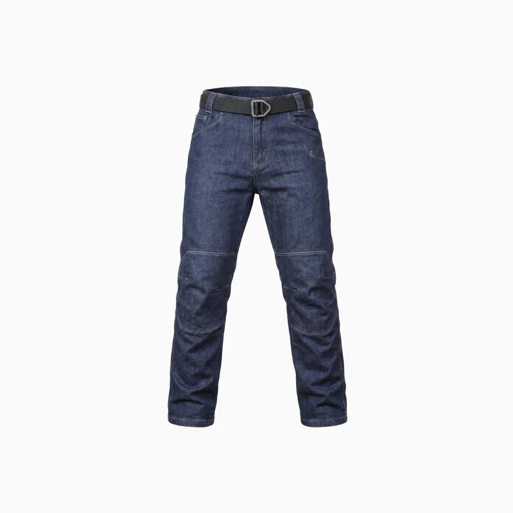 Norenzo | Tactical Jeans for Men - Cotton Blend Stretch 9 Pocket Straight Denim All Season Fit-Tactical Pants-Blue-28W/30L-Camoufit