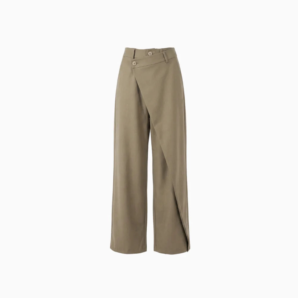 Alviera | Wide Leg Dress Pants for Women – Asymmetrical Relaxed Fit-Women's Pants-Black-XS-Camoufit