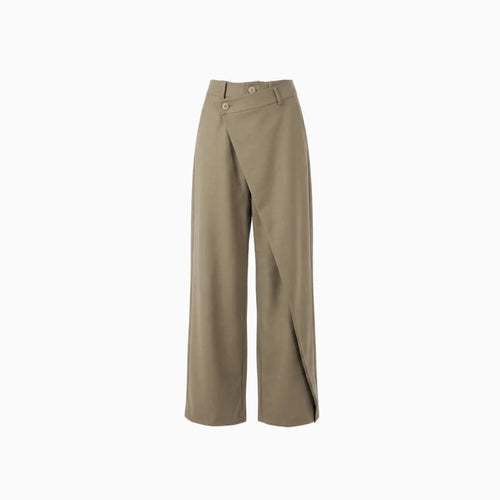 Alviera | Wide Leg Dress Pants for Women – Asymmetrical Relaxed Fit-Women's Pants-Black-XS-Camoufit