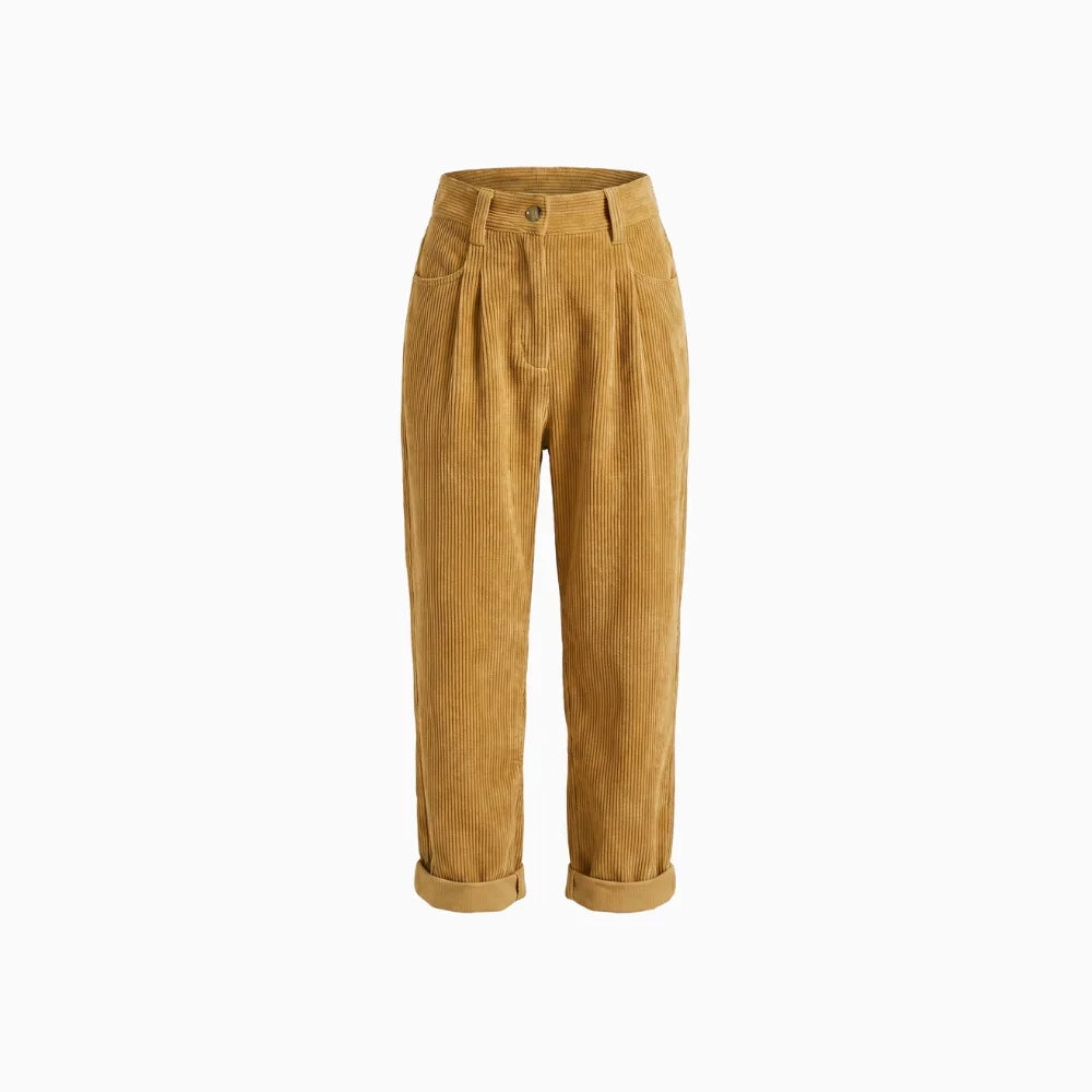 Seluna | Corduroy Pants for Women – Relaxed Leg Comfort Fit-Women's Pants-Sunbeam Yellow-S-Camoufit