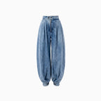 Fiorisse | High Waist Denim Balloon Jeans for Women – Pleated Relaxed Fit-Women's Jeans-S-Camoufit
