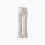 Zélisse | Sequin Trousers for Women – Slim Fit Full-Length Style-Women's Pants-Champagne-S-Camoufit