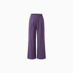 Solenne | Wide Leg Pants for Women - Casual Mid Rise Loose Relaxed Versatile Fit-Women's Pants-Purple-S-Camoufit