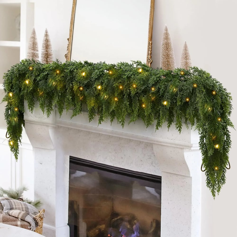 Pre-Lit Christmas Cedar Garland - LED Holiday Vine