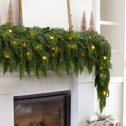 Pre-Lit Christmas Cedar Garland - LED Holiday Vine
