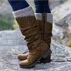 Zahara | Women's Knit Cuff Winter Boots - Warm Ankle Booties with Fur Lining