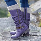 Zahara | Women's Knit Cuff Winter Boots - Warm Ankle Booties with Fur Lining