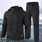 Norvin | Rip Stop Suit Set for Men - Waterproof Tactical Cargo Pants Jacket Durable Fit-Tactical Set-Black-S-Camoufit