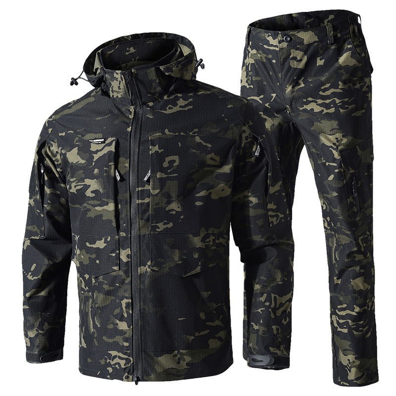 Norvin | Rip Stop Suit Set for Men - Waterproof Tactical Cargo Pants Jacket Durable Fit-Tactical Set-Dark Camo-S-Camoufit