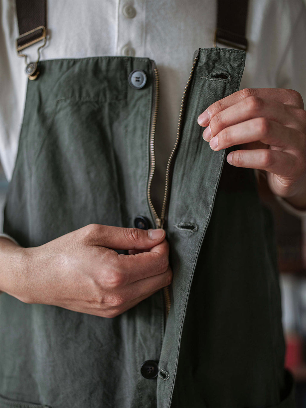 Rounded Patch Pocket Lightweight Canvas Overalls 6
