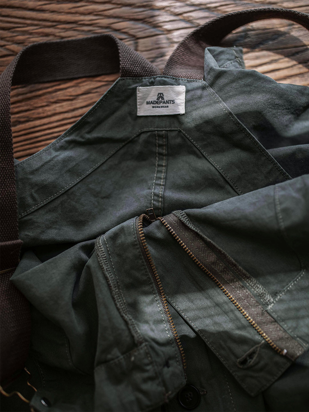 Rounded Patch Pocket Lightweight Canvas Overalls 7