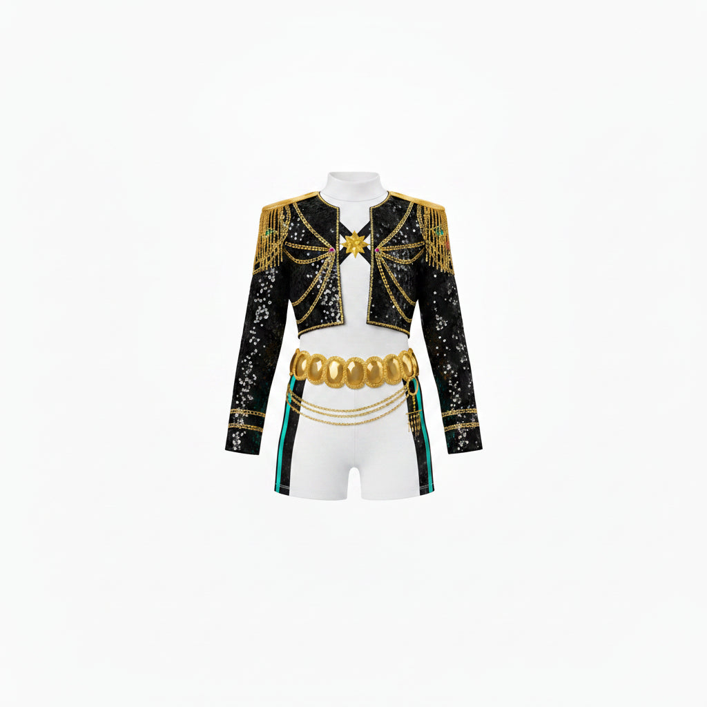 Children's Black Gold K-Pop Hero Two Piece Halloween Costume