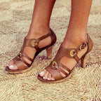 Vayelle | Women's Comfort Heel Sandals – Stability Wedge Support Fit-Women's Heeled Sandals-Terra Brown-3-