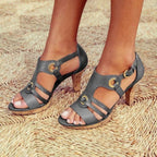 Vayelle | Women's Comfort Heel Sandals – Stability Wedge Support Fit-Women's Heeled Sandals-Sidereal Grey-3-