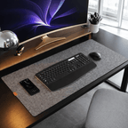 Large gray wool felt desk mat for keyboard and mouse