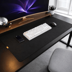 Large black wool felt desk mat for keyboard and mouse